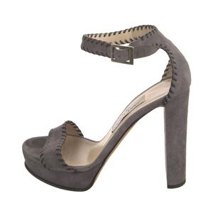 Jimmy Choo Gray Suede Ankle-Strap High Heel Sandal